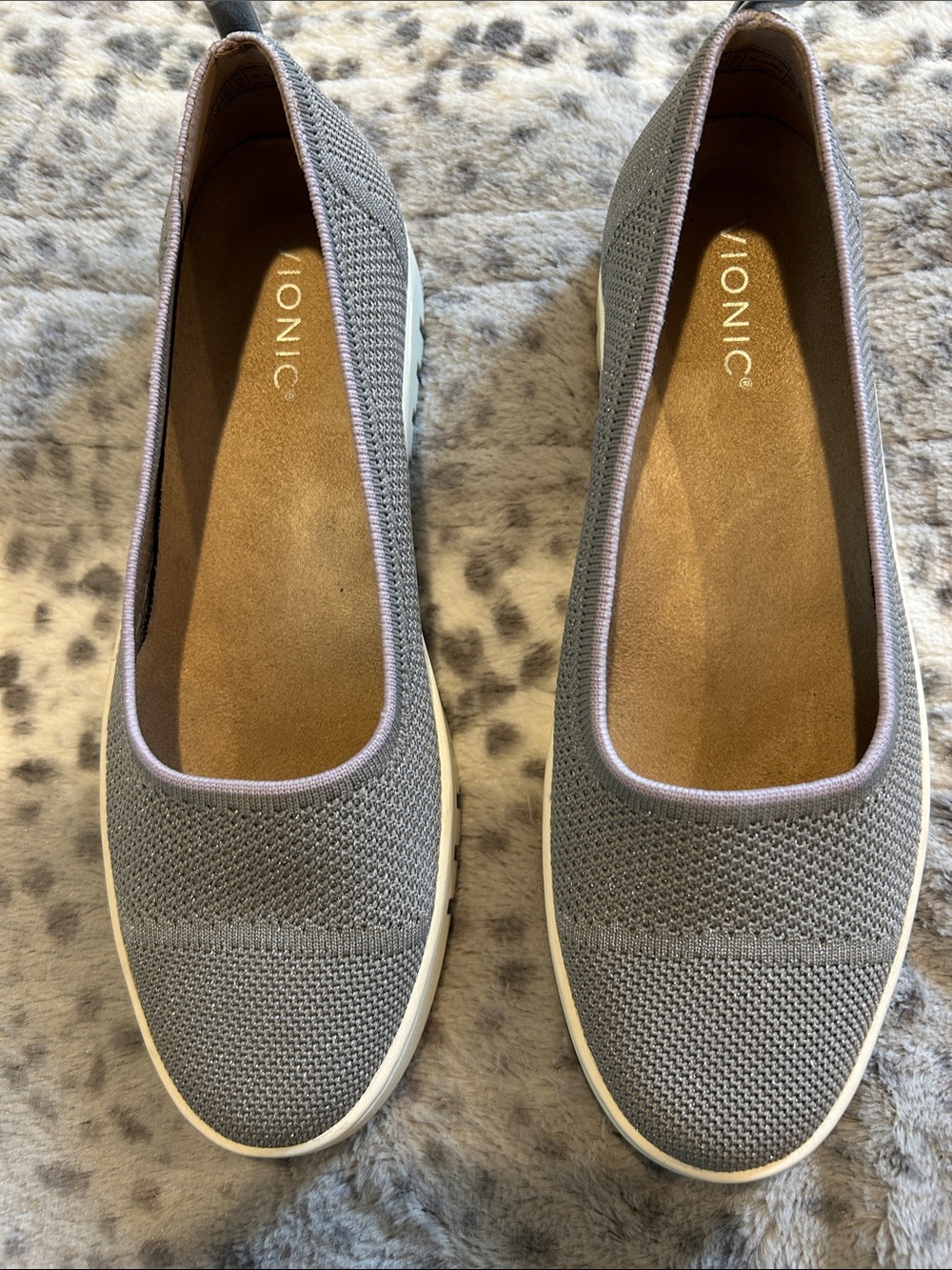Vionic Gray Knit Slip-On Loafer Flats